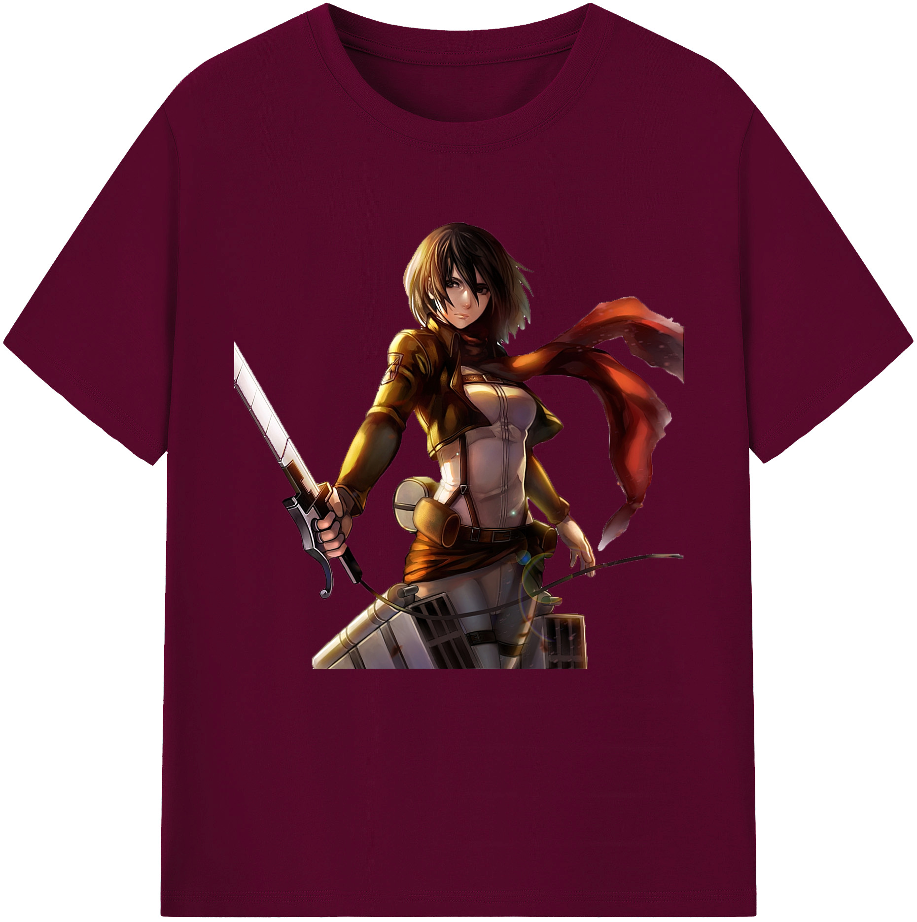 （画像用） 進撃の巨人 ミカサ·アッカーマン Attack on Titan Mikasa Ackerman レディースカジュアルプリントTシャツ（綿100％）
